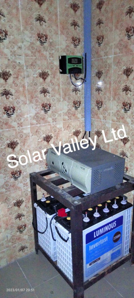 1.5kva mopower inverter with 2 220ah luminous inverter batteries installation solar energy system by Solar Valley Limited