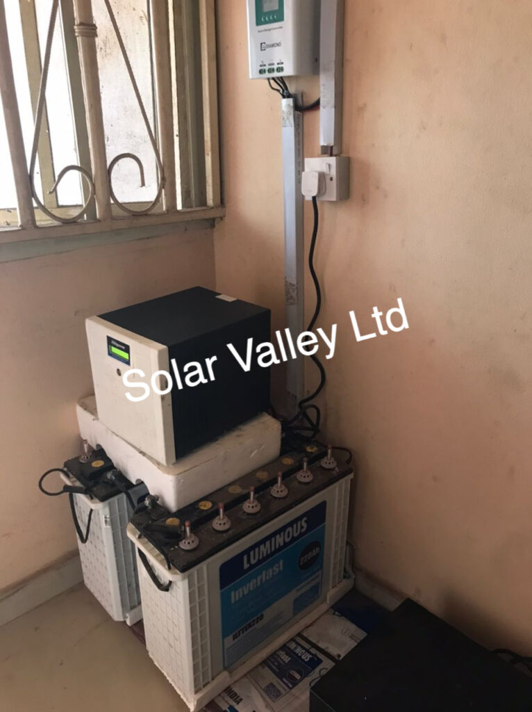 2kva Afripower inverter with two luminous 220ah inverter batteries installation by Solar Valley Limited