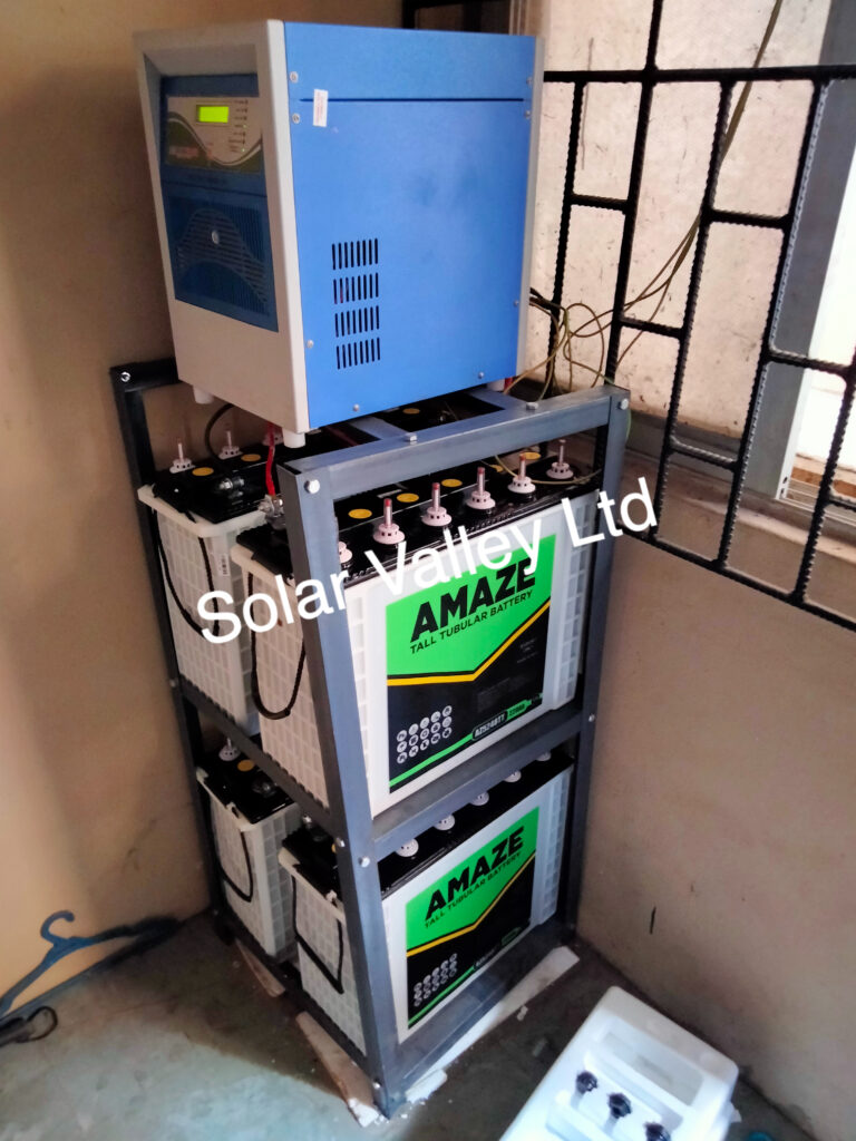 3.5kva 48v soccer-power inverter and 4 tubular luminous batteries solar energy system installation by Solar Valley Limited