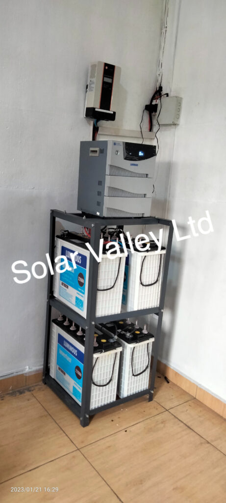 4kva 48v luminous inverter and 4 tubular luminous batteries felicity solar charge controller solar energy system installation by Solar Valley Limited