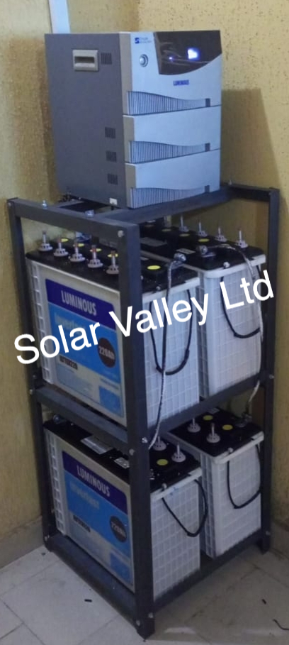 4kva-48v-luminous-inverter-with-4 of 220ah tubular luminous batteries solar installation by Solar Valley Limited