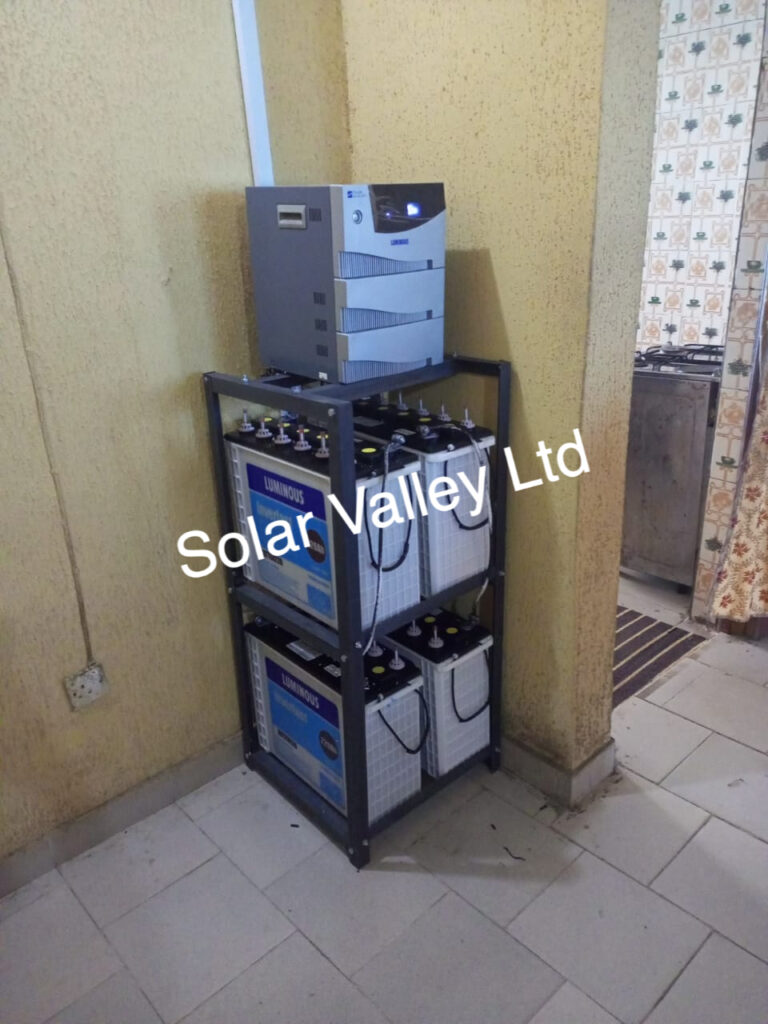 4kva luminous inverter and 4 220ah luminous wet cell batteries installation by Solar Valley Limited