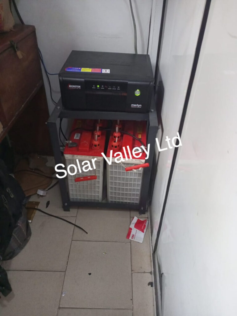 1.5kvakva microtek inverter with 2 220ah GSR inverter batteries installation solar energy system by Solar Valley Limited