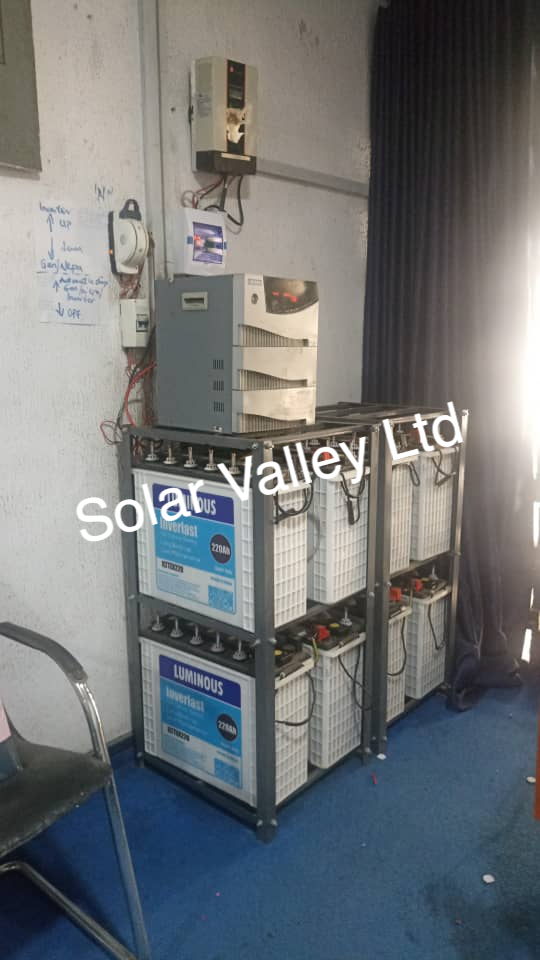 luminous-96v-48v-inverter-with 8 luminous tubular batteries solar energy installation by Solar Valley Limited